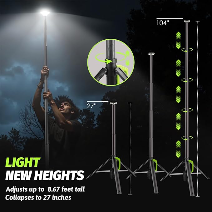 Tresda Rechargeable Telescopic Camping Light, 8.4FT LED Work Light - Image 2
