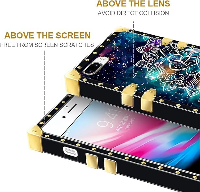 Compatible with iPhone 8 7 SE Case, Starry Sky Colourful Mandala Luxury Golden - Image 6