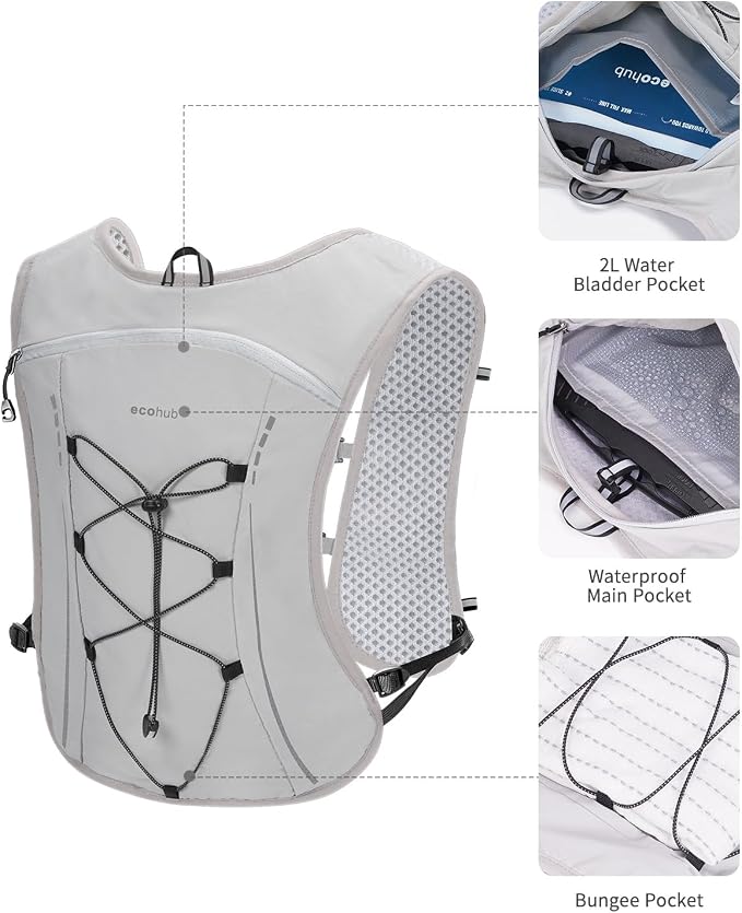 ECOHUB Running Hydration Vest Backpack, Lightweight Breathable Pack - Image 3