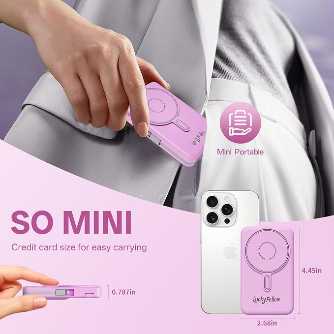 Magnetic Portable Charger Built-in Cables, 10000mAh Fast Charging Wireless - Image 4