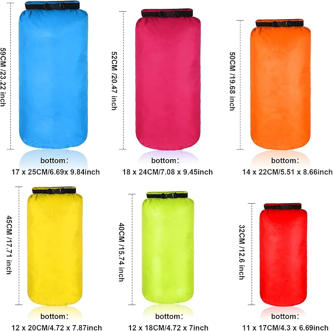 Shappy 6 Pcs Waterproof Dry Bag Set Ultralight Stuff Sack 20/15/10/8/5/3L - Image 2