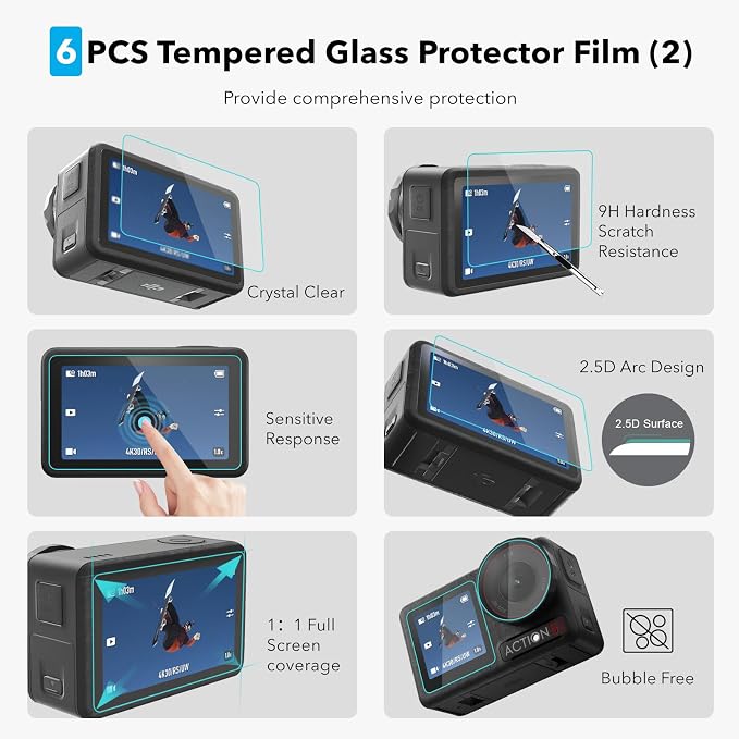 OSMO Action 5 Pro Accessories, PU Portable Mini Carrying Bag Case, Lens Screen - Image 5