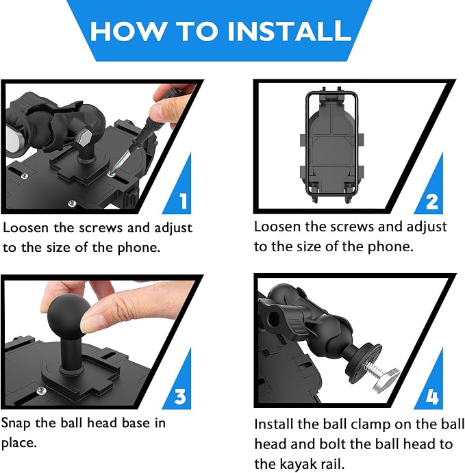 Kayak Phone Holder Mount with 8-Claw Anti-Slip Fixing, 360° Adjustable Kayak - Image 3