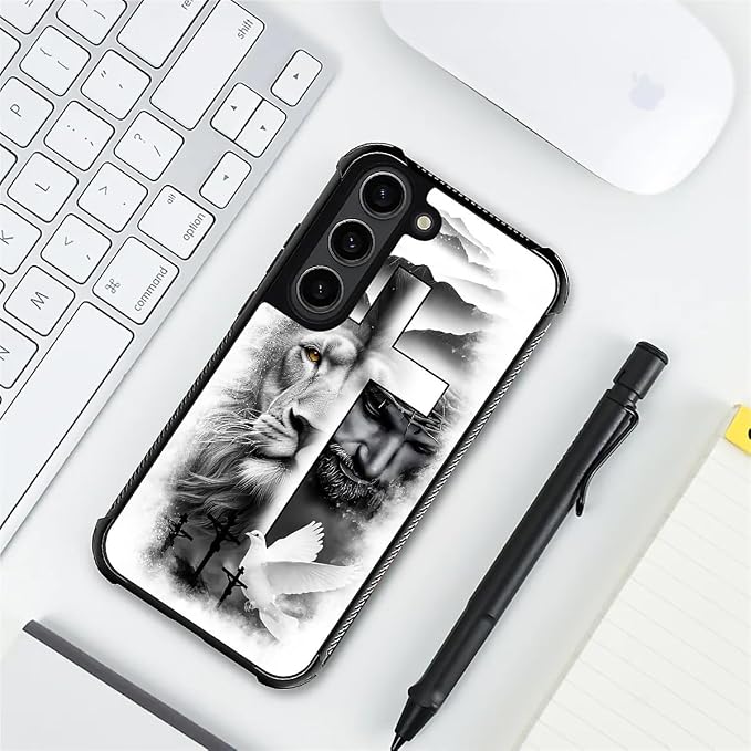 for Samsung Galaxy S23 Case, Lion Cross Jesus Christ Dove Pattern Graphic - Image 7