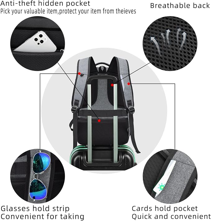 DUSLANG 17 Inch Travel Laptop Backpack Water Resistant College Backpack - Image 5