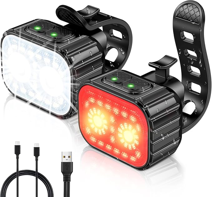 Cuvccn Bike Lights Super Bright, Rechargeable Bicycle Lights Set Multiple Modes by Cuvccnfocusonbikelights