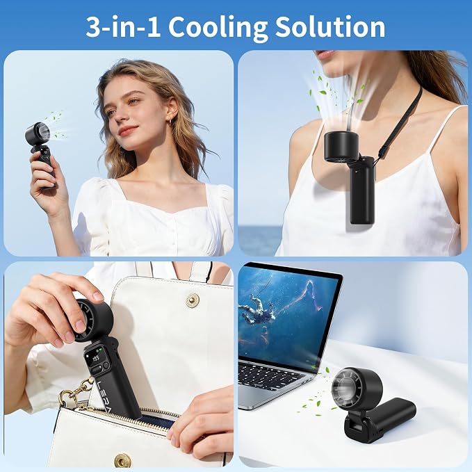 Lerat Portable Handheld Turbo Fan, 5-Speed High Power Mini Fan, 4000mAh - Image 6