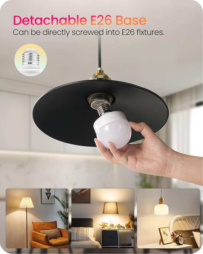 Rechargeable Light Bulbs with Remote Control, 4 Packs Battery Operated Light - Image 8
