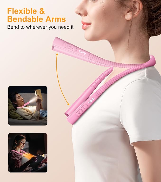 Gritin Book Light, Eye Caring 4-Color & 5-Brightness Neck Light Reading Light- - Image 6