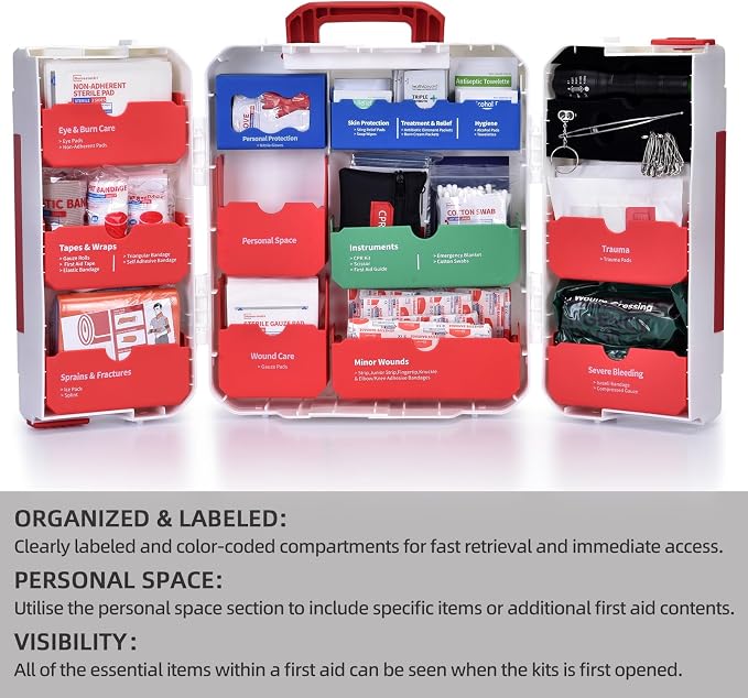 Large First Aid Kit for Business- Plastic Wall Mounted First Aid Box, Hard Case - Image 6