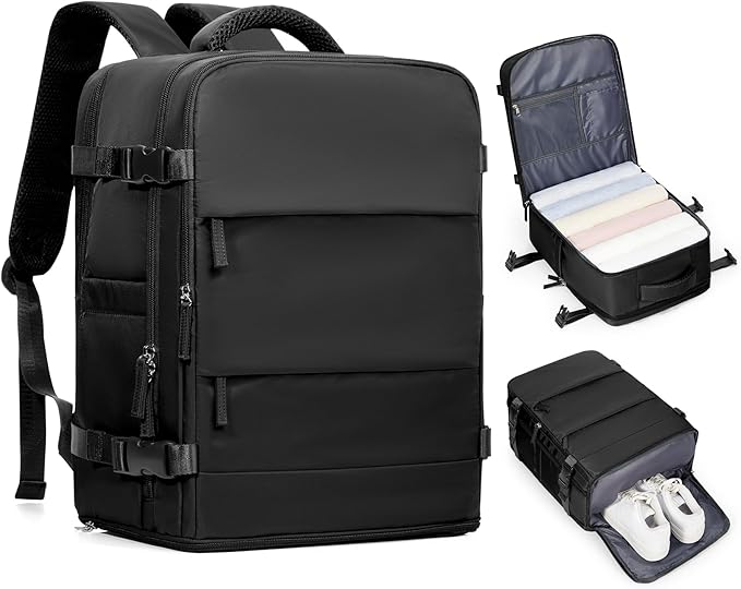 coofay Black Travel Backpack Carry on Flight Approved Mochila De Viaje Personal by coofay