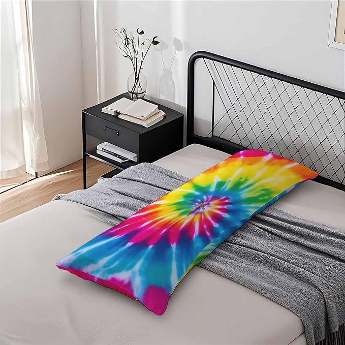 Tie Dye Body Pillow Pillowcase, Abstract Tie Dye Rainbow Farmhouse Pillow Body - Image 7