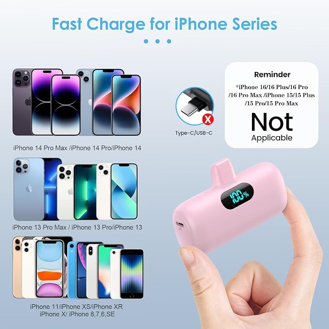 Mini Portable Charger for iPhone, Upgraded 5000mAh PD Fast Charging Battery Pack - Image 2