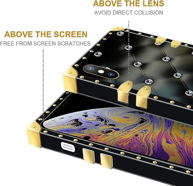 Compatible with iPhone Xs Max Case, Shiny Black Sofa Crystal Luxury Golden - Image 7