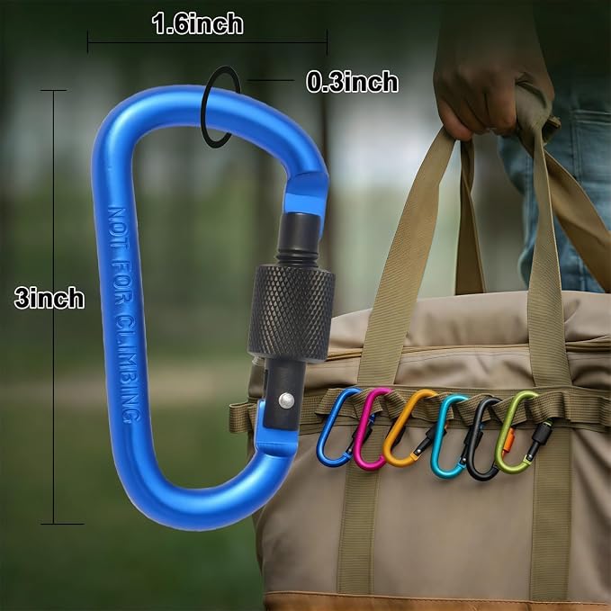 Locking Carabiner Clip, Vonpri 3 Inch D Ring Clips Spring Snap Key Chain Hook - Image 6