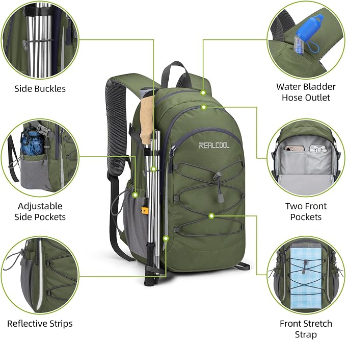 RealCool Hiking Backpack for Men Women, 20L Lightweight Waterproof Travel - Image 3