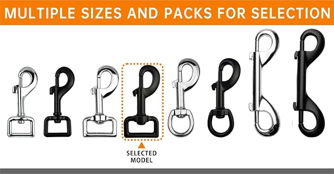 Garwor 4 Pcs 1 Inch Heavy Duty Black Electrophoresis Coating Swivel Snap Hooks - Image 6