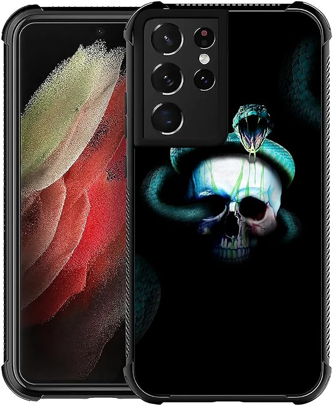 for Samsung Galaxy S21 Ultra Case, Skeleton Winding Snake Pattern Graphic by FKBRCL4U