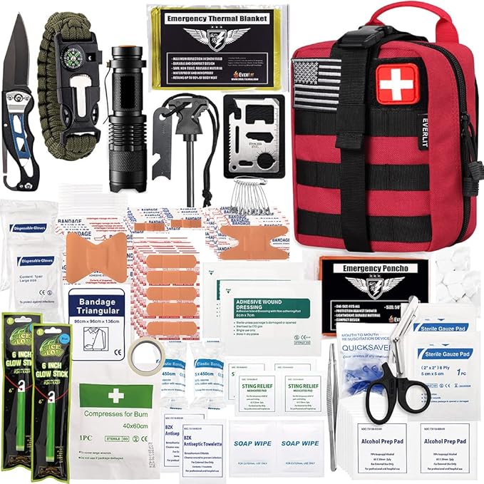 EVERLIT 250 Pieces Survival First Aid Kit IFAK EMT Molle Pouch Survival Kit by EVERLITSURVIVAL