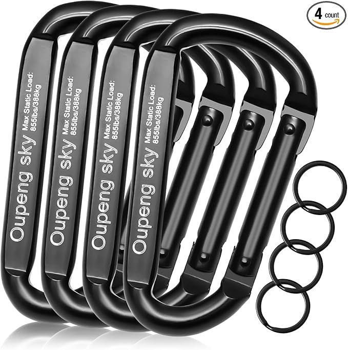 Carabiner Clip, Camping Accessories, Outdoors and Gym etc, D Shaped Spring Hook by Oupengsky