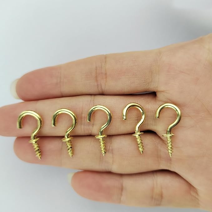 Set of 100 Nickel Plated Metallic Golden Cup Hooks Small Hooks, 1/2 Inch - Image 5