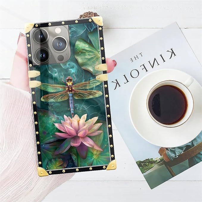 Compatible with iPhone 15 Pro Max Case, Colourful Dragonfly Pink Lily Pads - Image 7