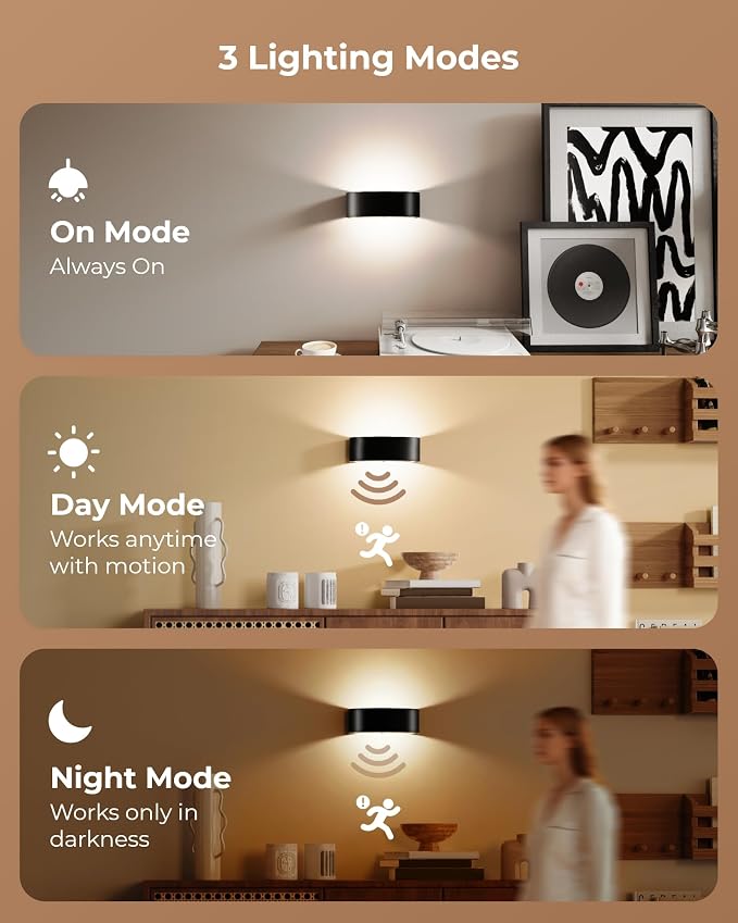 Motion Sensor Wall Light, 5000mAh Rechargeable Battery Operated Motion Sensor - Image 5