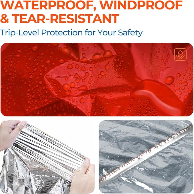 4 Pack Emergency Mylar Blanket Poncho | Waterproof Rain Ponchos | Reusable - Image 4