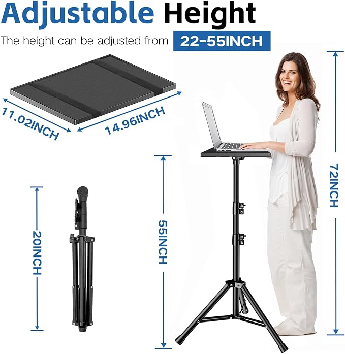 Projector Stand, 33LB Load Bearing & 22-55" Height Adjustable, - Image 6