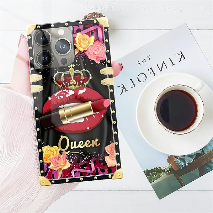 Compatible with iPhone 15 Pro Max Case, Queen Lip Crown Leopard Print Luxury - Image 7