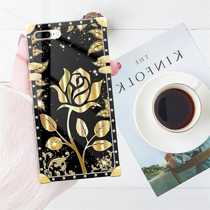 Compatible with iPhone 8 Plus 7 Plus Case, Shine Gold Rose Luxury Golden - Image 7