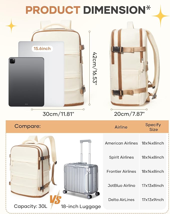 coofay Travel Backpack Carry on Flight Approved Mochila De Viaje Personal Item - Image 4