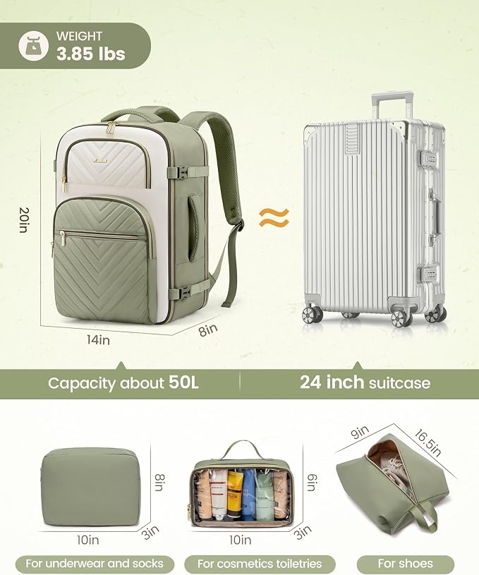 LOVEVOOK Travel Backpack Carry on Flight Approved 50L, Waterproof TSA Travel - Image 5