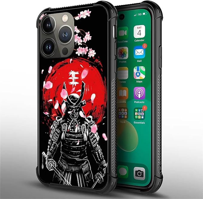 for iPhone 14 Pro Max Case, Sakura Japanese Samurai Pattern Graphic Design Girl - Image 3