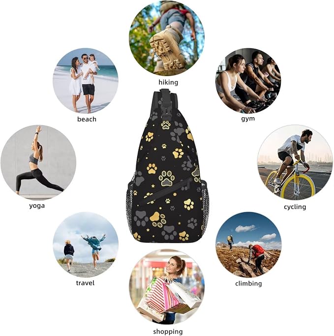 Golden Paw Print Crossbody Sling Bags - Image 5