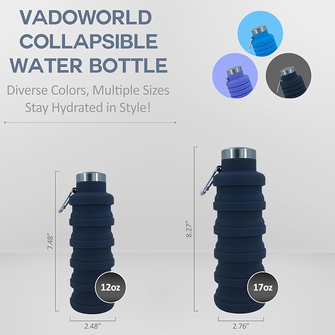 Collapsible Water Bottles 12oz, Odorless BPA-Free Silicone, Leak-Proof Foldable - Image 2