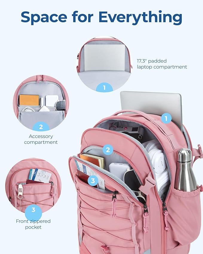 BAGSMART Carry On Backpack, 17.3 Inch Large Travel backpack Carry On Flight - Image 2
