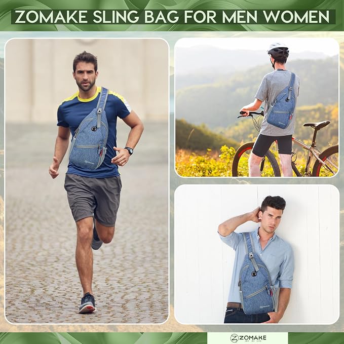 ZOMAKE Sling Bag, Small Crossbody Sling Backpack, Water Resistant Shoulder - Image 8