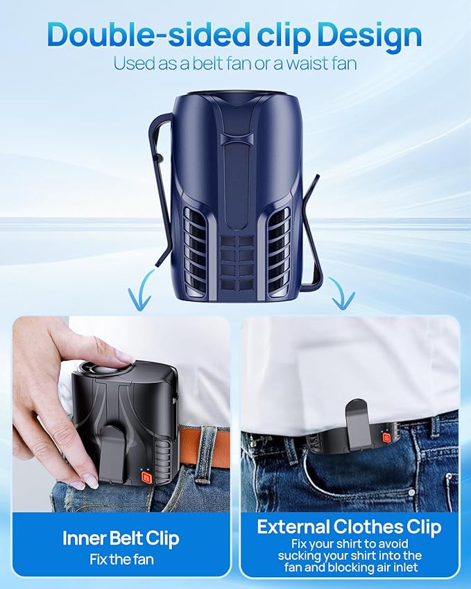 Portable Personal Waist Fan& Neck Fan, 14000RPM Brushless Motor, 40H Runtime - Image 6
