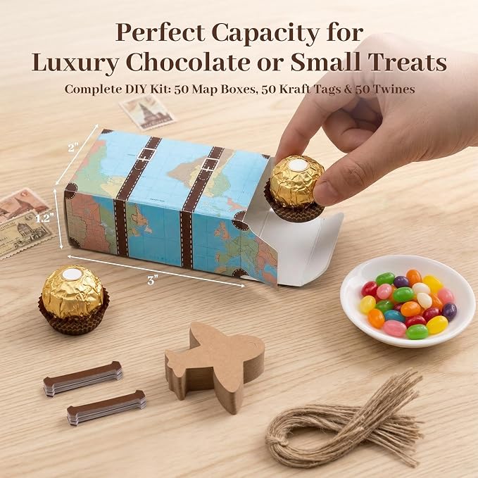 HONEYGIFTS 50 Piece Mini Suitcase Gift Boxes Party Favor Candy Boxes, Mini - Image 4