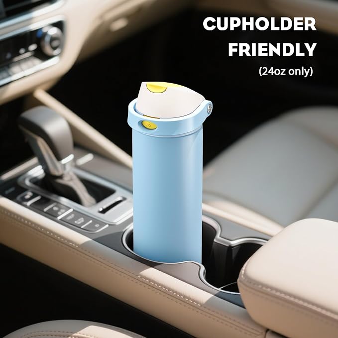 POWCAN 24 oz Metal Water Bottle: 2-in-1 Push-Button Spout & Quick-Flip Straw - Image 5