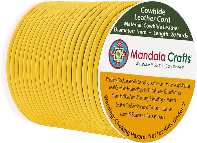 Mandala Crafts Round Genuine Yellow Leather Cord by MandalaCrafts