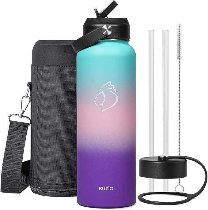 BUZIO 40oz Insulated Water Bottle, Stainless Steel Double Wall Water Flask Leak by BUZIO