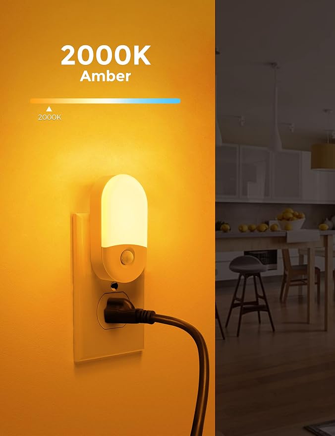 L LOHAS LED Amber Night Light, 2 Pack, Night Lights Plug into Wall Motion Sensor - Image 2