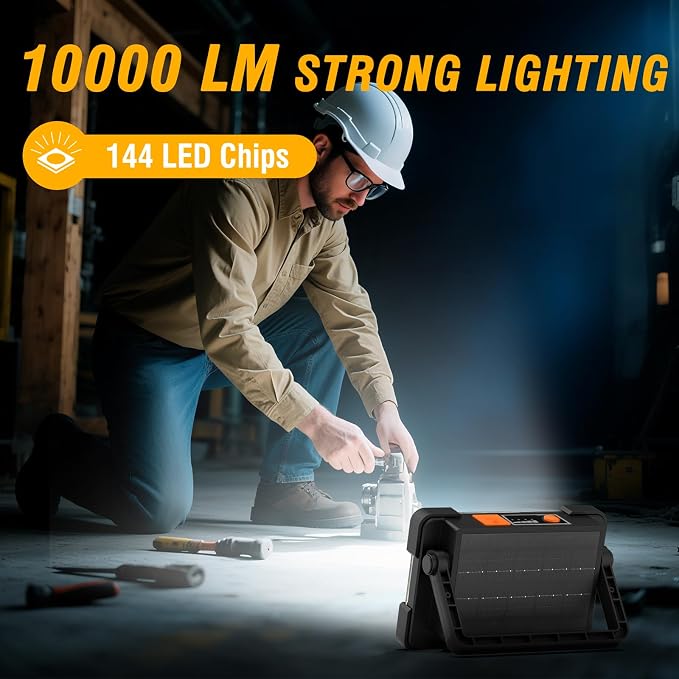 120W Solar Rechargeable Work Light, 144 LED 10000LM Led Work Light - Image 3