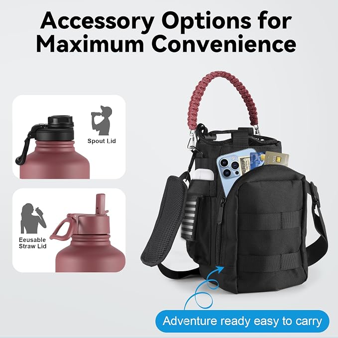 KXIAOCHEN Insulated Water Bottle, Stainless Steel Water Bottle, 2 Lids - Image 3