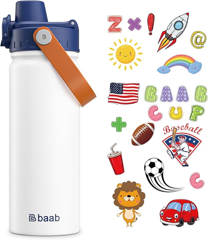 baab 18oz Kids Water Bottle, Insulated Kids Water Bottle by baabKidWatterBottle