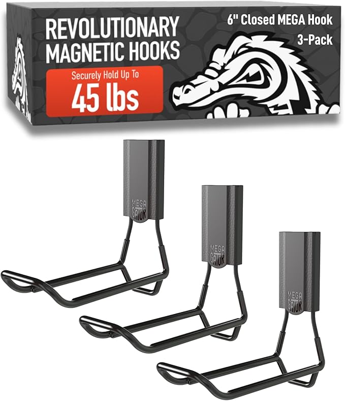 GATOR MAGNETICS MEGA 6 in Closed Hooks, 45 lb Heavy Duty Magnetic Hooks by GatorMagnetics