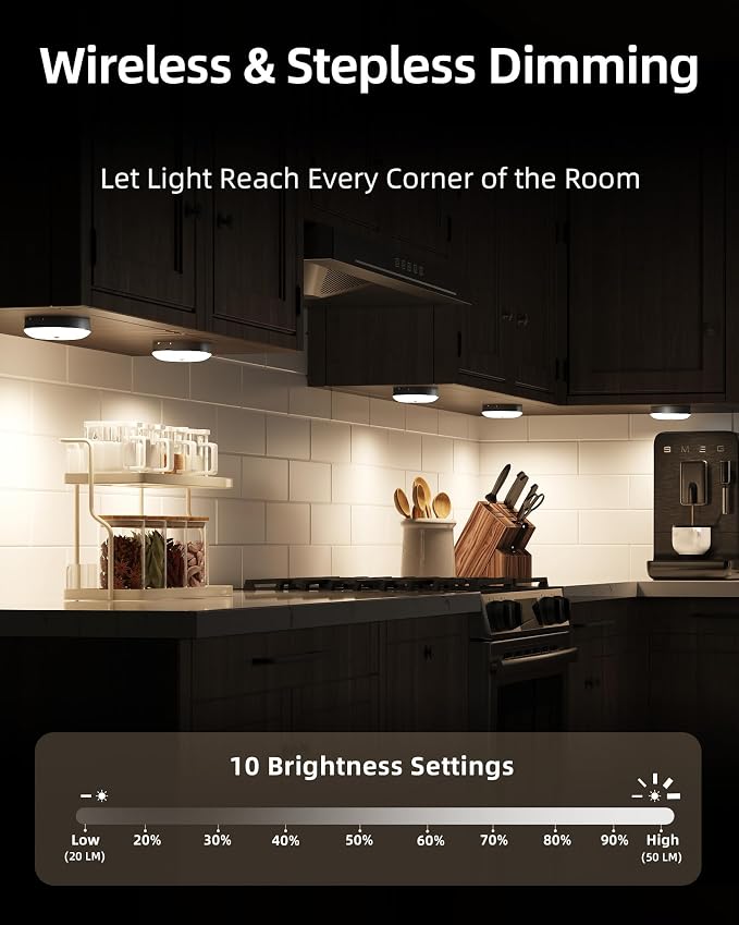 EZVALO Under Cabinet Lighting, 1000mAh Rechargeable Puck Lights - Image 3