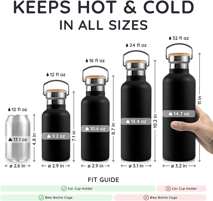 Bambaw Insulated Water Bottle 24 oz, Double Wall Stainless Steel Water Bottles - Image 5